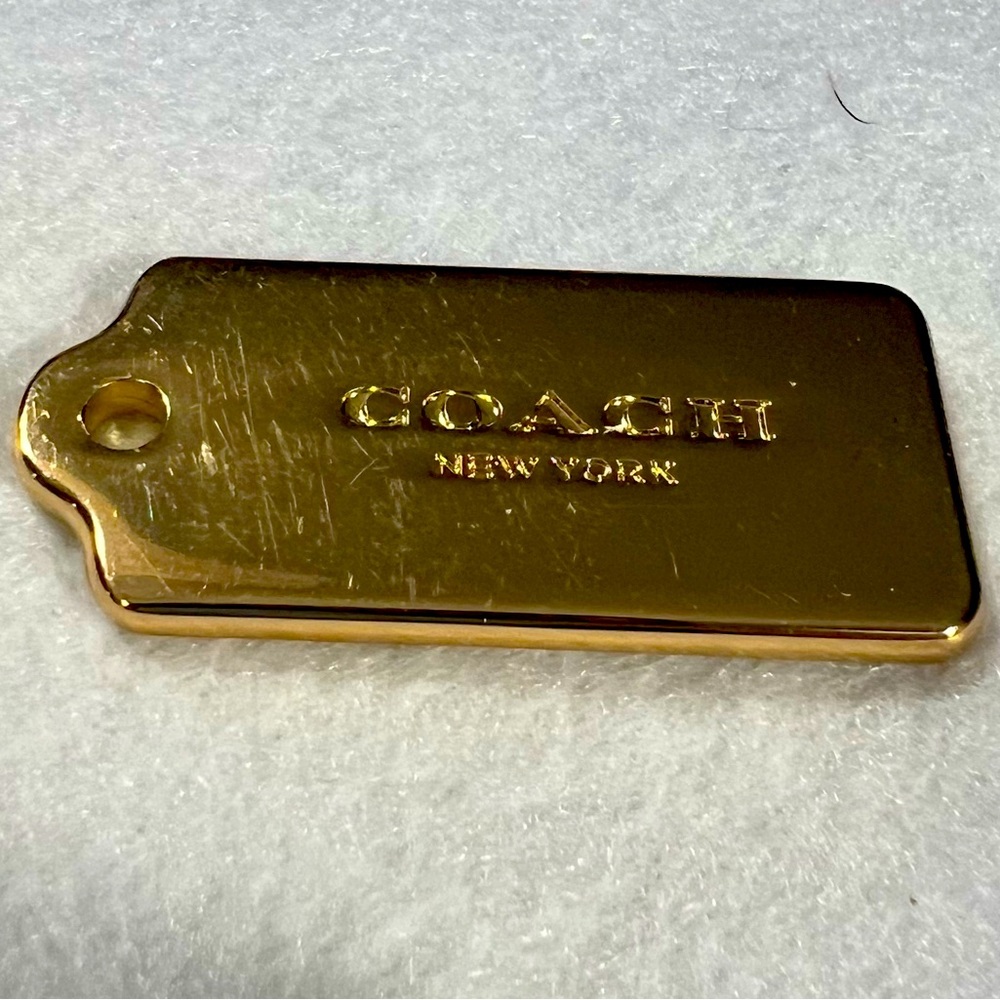 Coach Med Solid Thick Heavy Gold Toned Purse Hangtag Charm Vintage